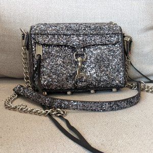 Rebecca Minkoff Mini Glitter Silver Crossbody Bag